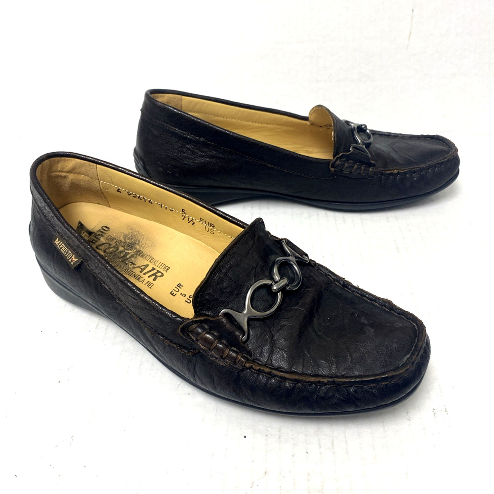 Mephisto Women's Loafer Brown Leather Moc Toe Slip On Flat Comfort 7.5 US - Picture 3 of 10